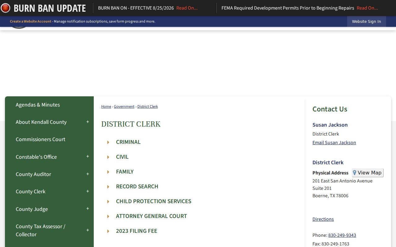 Kendall County District Clerk criminal record search and sealed document instructions