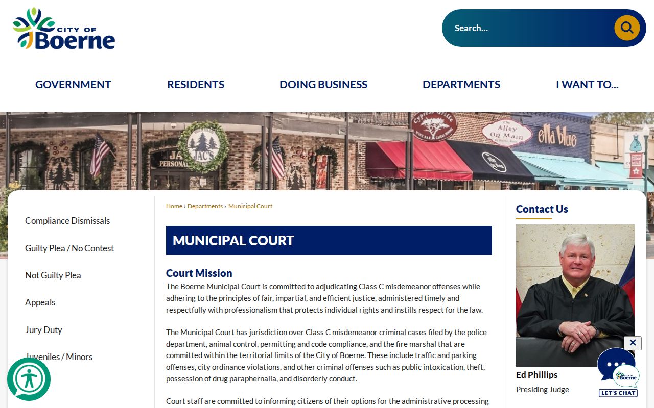 Boerne Municipal Court jurisdiction, response date, and contact page