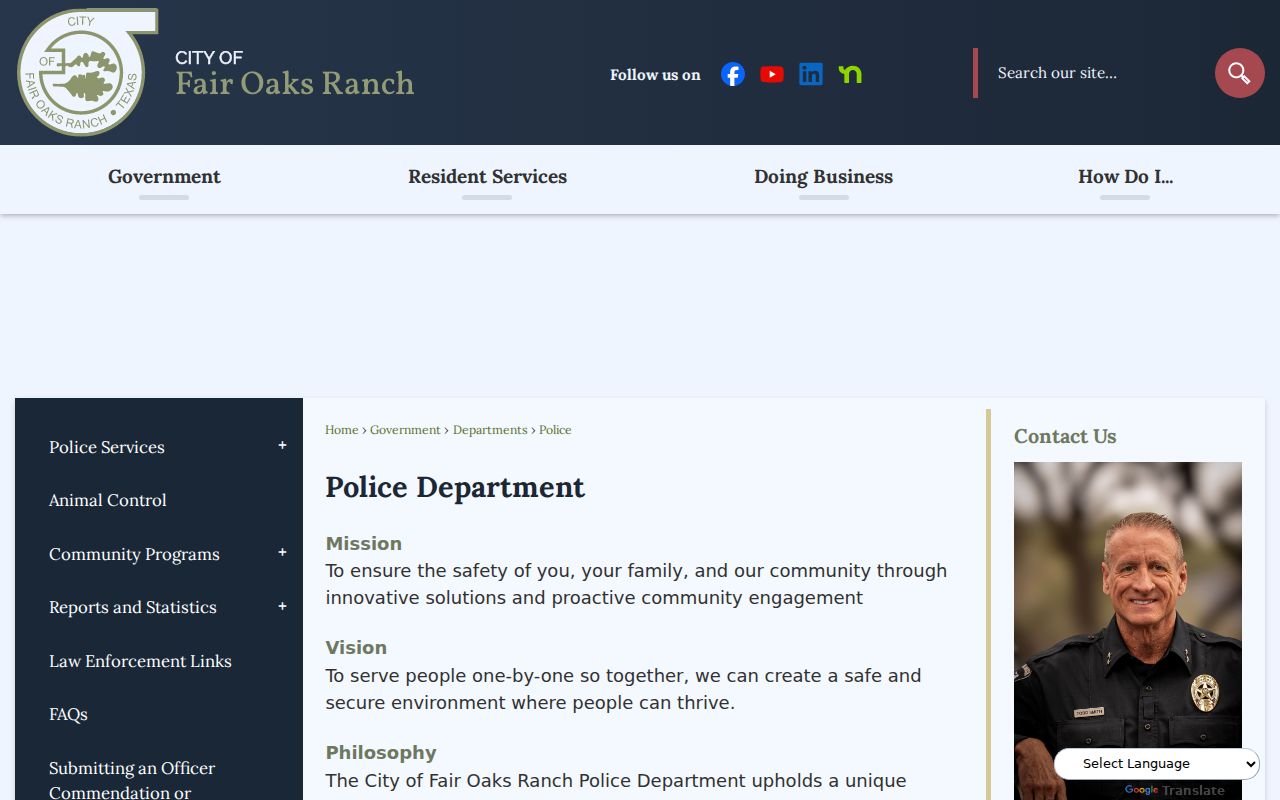 Fair Oaks Ranch Police Department official page